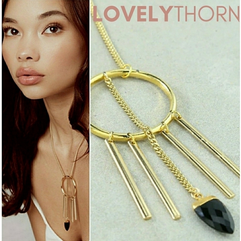 VANESSA MOONEY // ltd ed honor gold chain detail drop necklace onyx stone